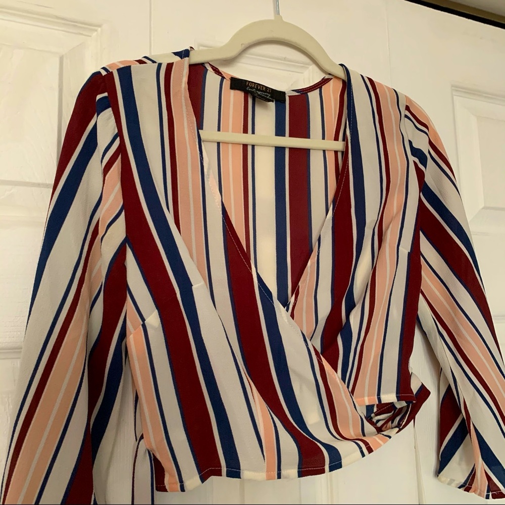 Forever 21 Striped Wrap Top